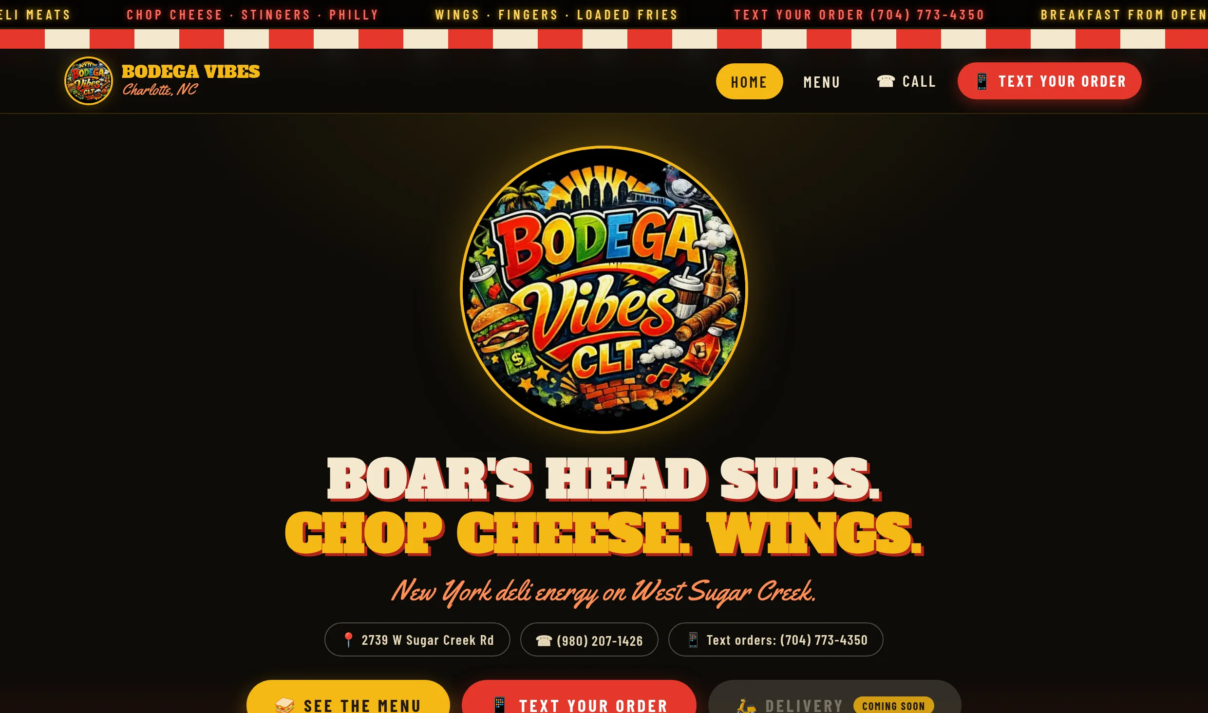 Bodega Vibes CLT website home page